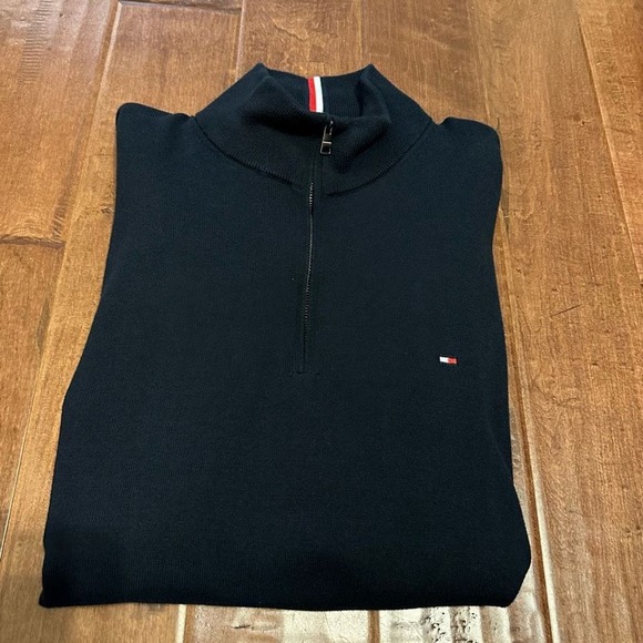 TOMMY HILFIGER FLAG LOGO QUARTER-ZIP SWEATER XXL - Picture 5 of 6